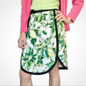 Anntian silk lemon tree print skirt
